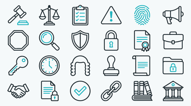 Legal and Justice Line Icon Set