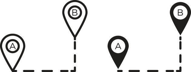 Path A to B icon vector editable. black vectors set © RImon