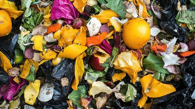 Scattered Food Waste and Wrappers in a City Square After a Public Event Showing Organic Debris