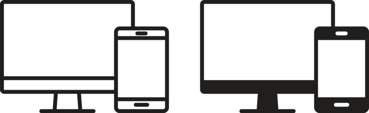 Responsive icon vector editable. black vectors set