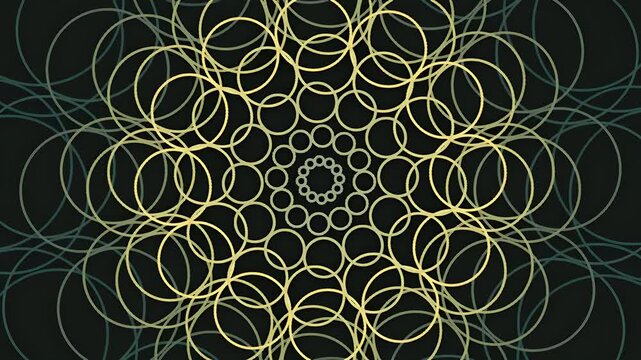 Abstract geometric pattern with overlapping circular shapes on dark background