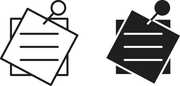 Sticky notes icon vector editable. black vectors set