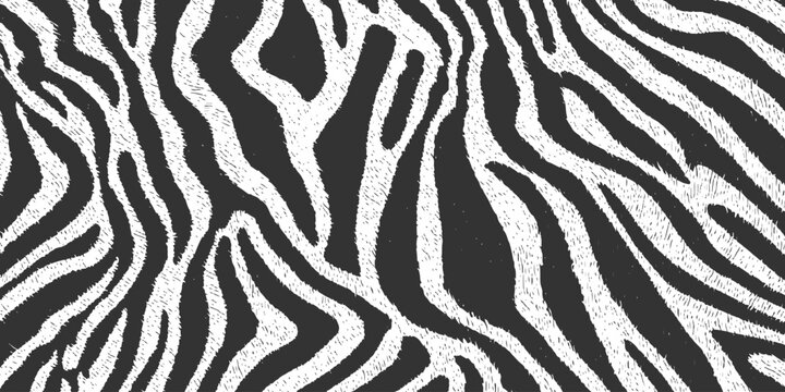 Detailed abstract seamless zebra skin pattern with black and white fur texture for modern fashion designs vector illustration.
