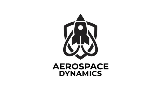 A sleek aerospace logo showcases a rocket with dynamic lines and shapes on a clean background.