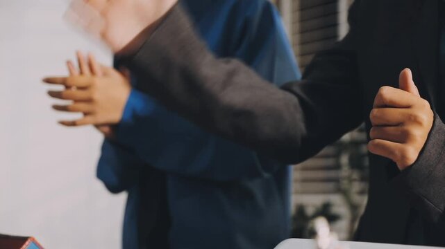 Business people applauding. Group of business people clapping in row. Banner background.
