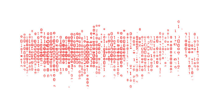 Abstract red binary code matrix pattern with falling numbers digital technology background vector illustration concept.
