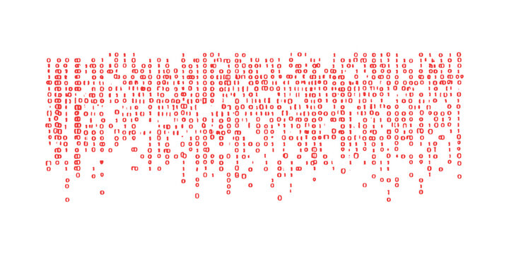 Abstract red binary code matrix pattern with falling numbers digital technology background vector illustration concept.