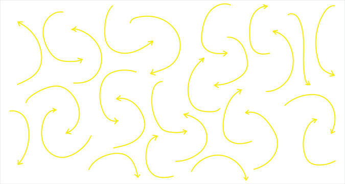 Modern isolated vector icon set on white page. Yellow colour modern vector arrow head icon set on white page. . EPS 10. 