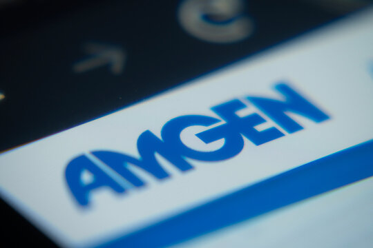 Dhaka, Bangladesh- 02 Dec 2025: A Close-up of a laptop screen is displaying the Amgen web interface in a browser.