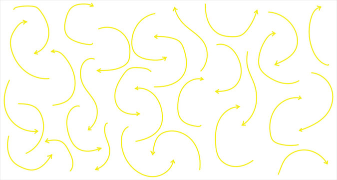 Yellow colour modern vector arrow head icon set on white page. Modern isolated vector icon set on white page. EPS 10. 