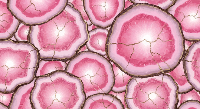 Pink Agate Geode Pattern Background Gold Accents Crystals