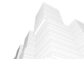 Fototapeta premium abstract buildings, architectural drawing 3d