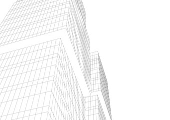 Fototapeta premium abstract buildings, architectural drawing 3d