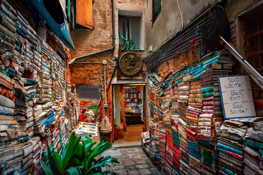 The interior of a bookstore in Venice