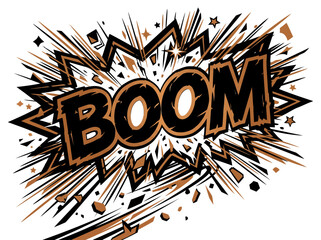 Boom Comic Book Style Explosion Effect with Stars and Shapes © Februari
