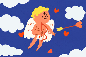Obraz premium Cute cupid doodle illustration