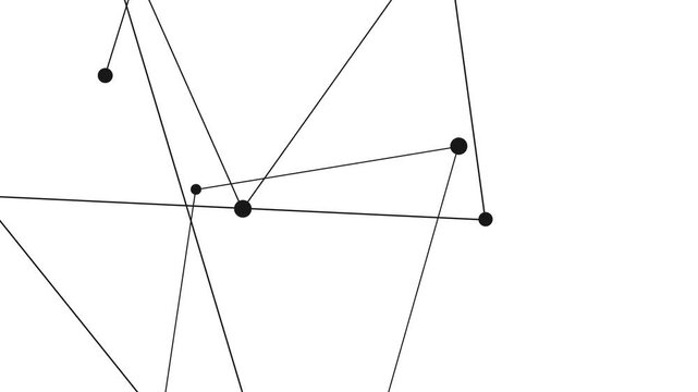 Abstract Connected Dots And Lines Network Animation On White Background. Minimal Geometric lines moving. Dynamic structure with intersecting connections, digital technology, science and networking, 