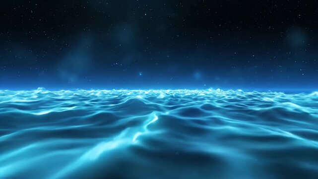 Electric blue energy wave in dark space.