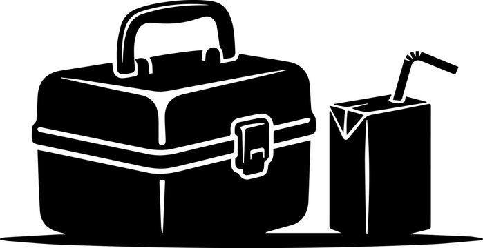 Toolbox with Tools Black and White Vector Illustration