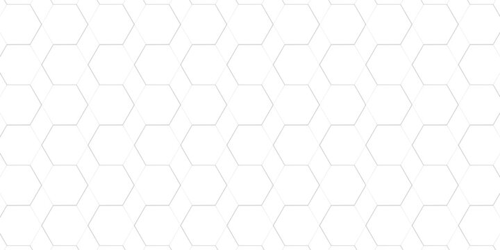 Seamless pattern with outline hexagon grid. Honeycomb net backdrop. Abstract background with geometric line grille. Black hexagon mesh, vector illustration