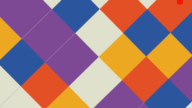 Geometric diamond pattern with vibrant orange blue purple and yellow hues on a white background rhombus abstract colorful shapes angles