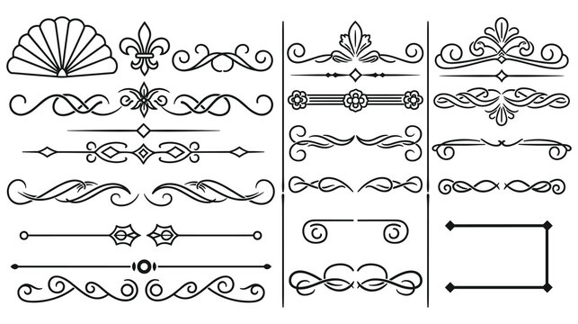 Elegant page dividers and flourishes set for luxury stationery and print.