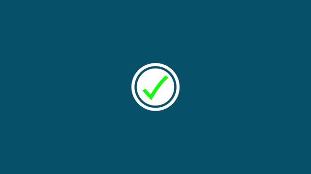 Abstract check mark icon animation on background. Approving motion animated icon. Circle with check mark icon. Concept of tick confirm. tick mark icon animation,4k video