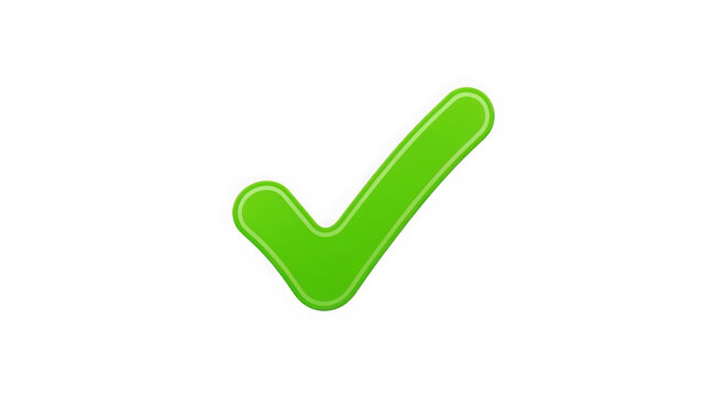 Bright green checkmark icon indicating success or approval isolated on transparent background