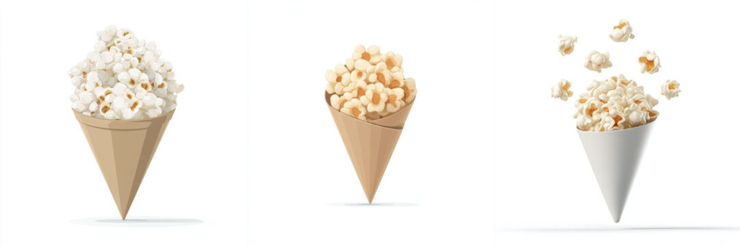 Popcorn cone snack food white background kernel illustration crunchy tasty popcorn cone snack food white background with crunchy kernel illustration tasty treat for cinema party or movie night