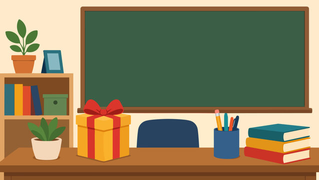 Teacher appreciation desk gift setup