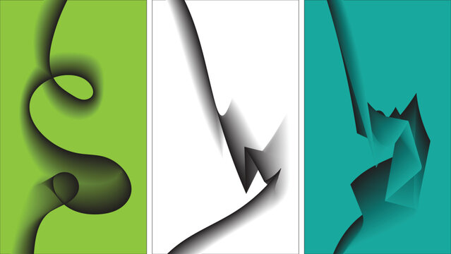 Web Banner Template Set with Curving Ribbons and Sharp Origami Folds for Contemporary Corporate Identity Design Layouts