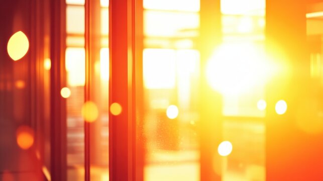 Warm light streams through office windows, symbolizing collaborative business communication and team productivity.