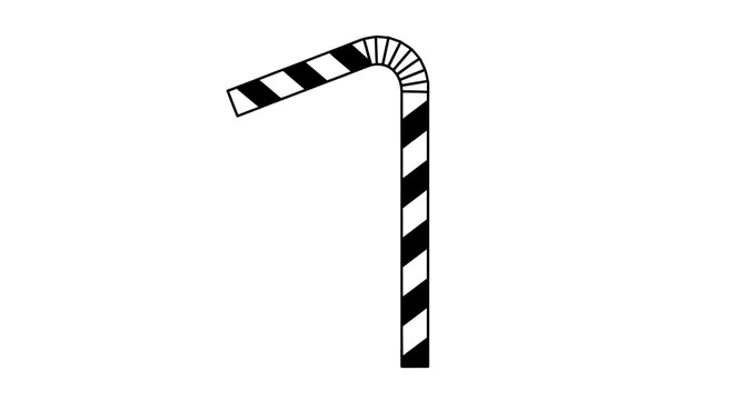 Candy cane with diagonal stripes black and white silhouette