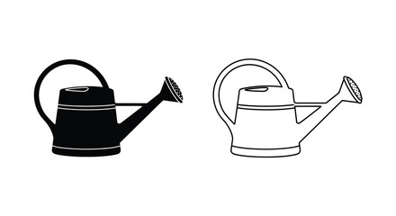 Watering Can Silhouette On White Background Two Variations © Soleman