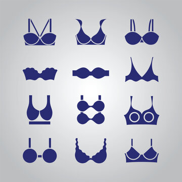 Collection of various bra types icons