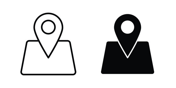 Location pin icon concept. solid and line symbols