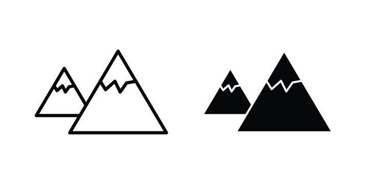 Mountain icon concept. solid and line symbols