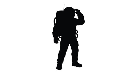 Astronaut In Space Suit Silhouette Against White Background