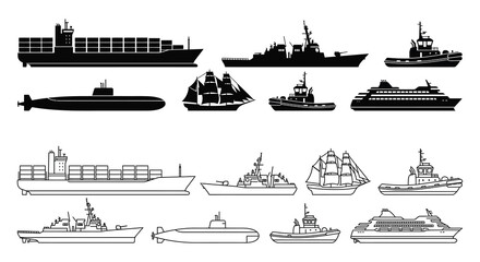 Collection Of Maritime Vessels In Black Silhouette © SAKINA