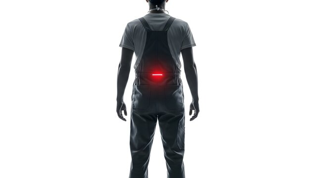 Silhouette Of A Worker Experiencing Lower Back Pain With A Red Glow Indicating Discomfort