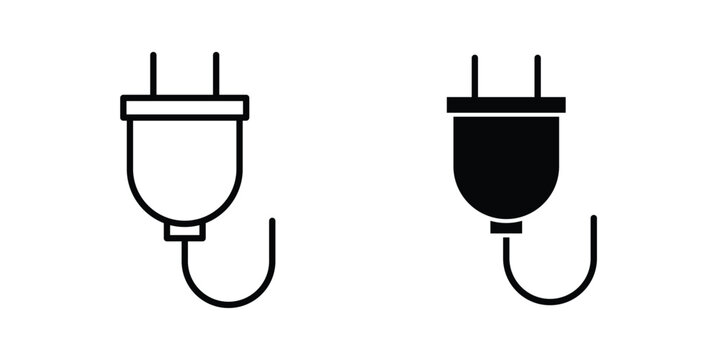 Power plug icon concept. solid and line symbols