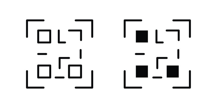 QR code icon concept. solid and line symbols