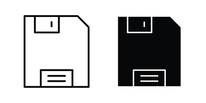 save button icon concept. solid and line symbols