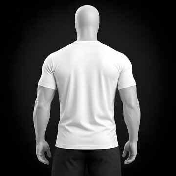 3d Front view round neck white t shirt on black background template - mockup, tshirt white