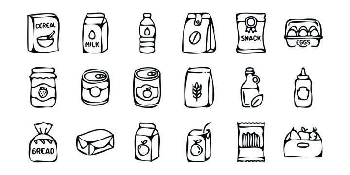Black bag with bread icon, kitchen packaging symbol