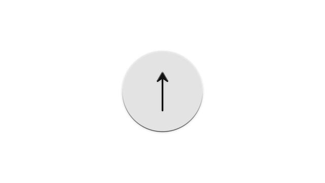 Black arrow points up inside a light gray circle which pulsates slowly, indicating upward direction.