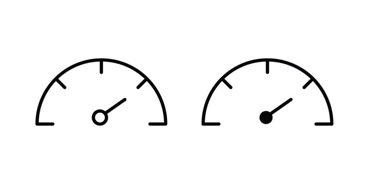 Speedometer icon concept. solid and line symbols