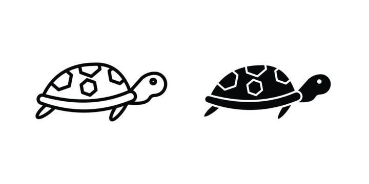 Tortoise icon concept. solid and line symbols