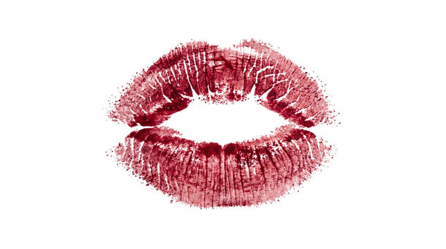 Red lipstick kiss mark transparent PNG, isolated lip print cutout for beauty, romance, fashion design