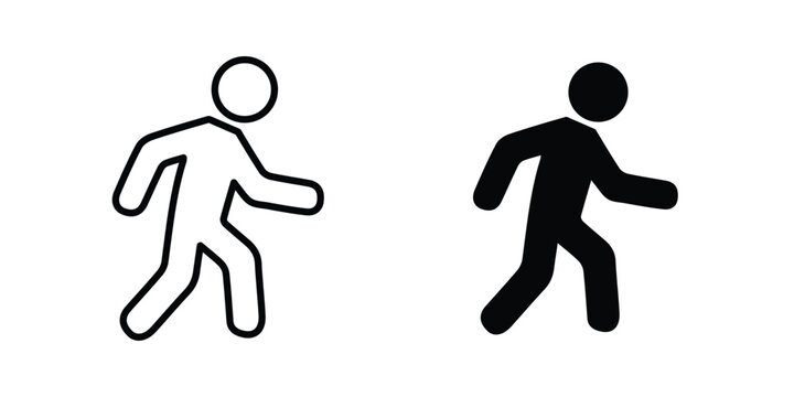 Walk icon concept. solid and line symbols